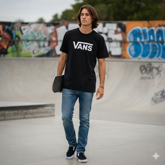 Vans Black Logo T-Shirt - Picture 1 of 7